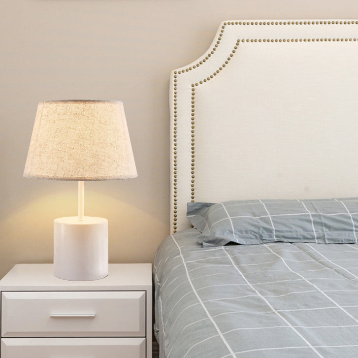 Farmhouse Fabric Metal Conic Table Lamp