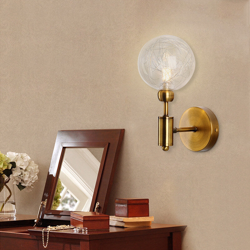 Iron Glass Ball 1/2 Wall Lamp