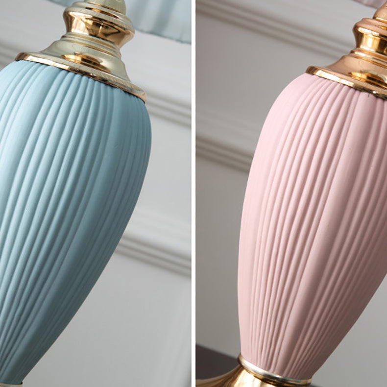 Pleated Fabric Ceramic Column Table Lamp