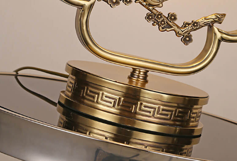 Glass Full Copper Carved Table Lamp