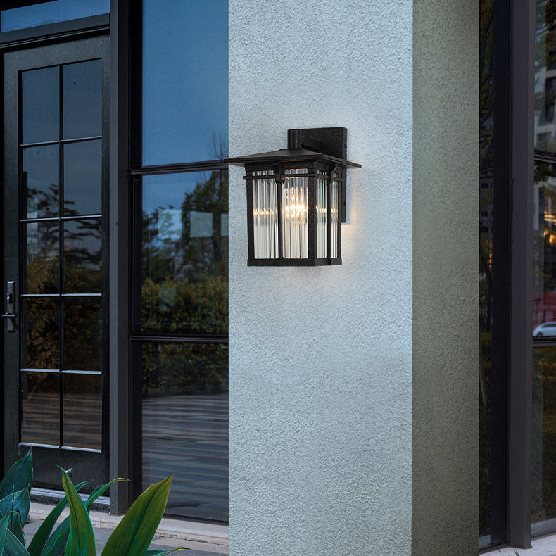 Aluminum Rectangular Frame Ribbed Outdoor Light