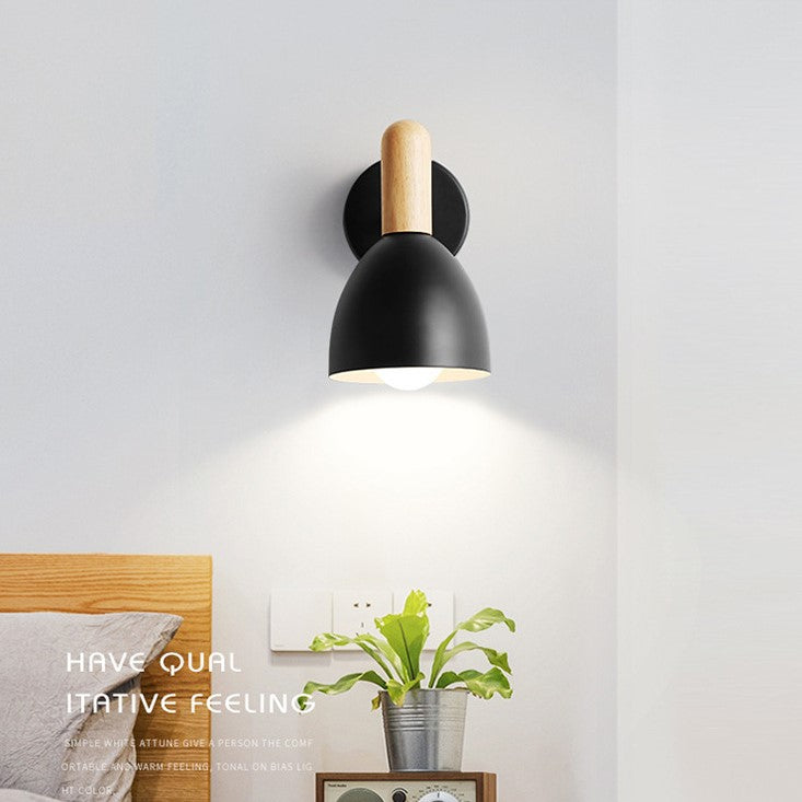 Wood Iron Cannonball Shape Wall Lamp