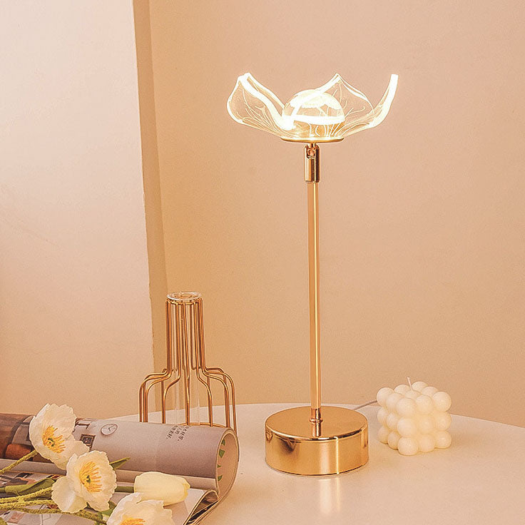 Acrylic Flower Butterfly Gold Table Lamp