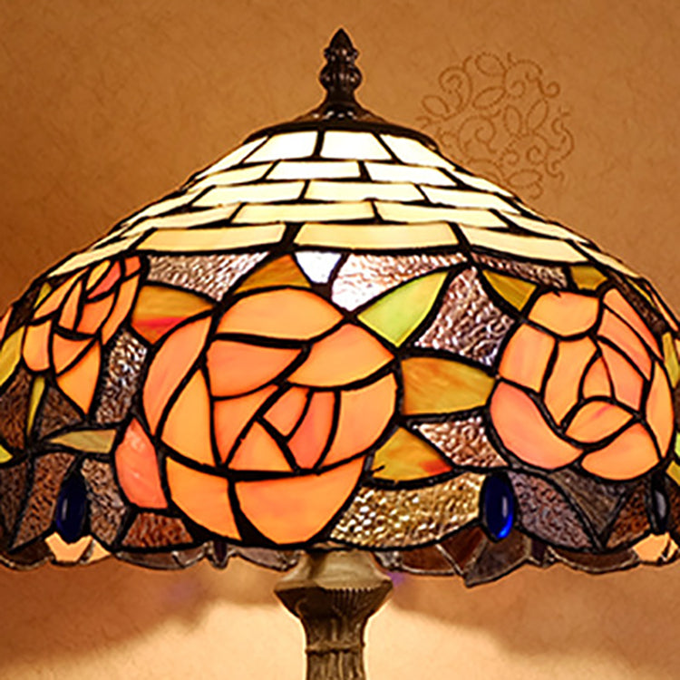Rose Stained Glass Study Table Lamp
