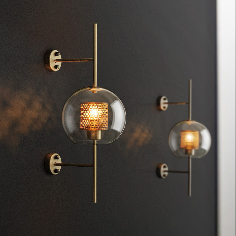 Iron Finish Frame Spherical Wall Lamp
