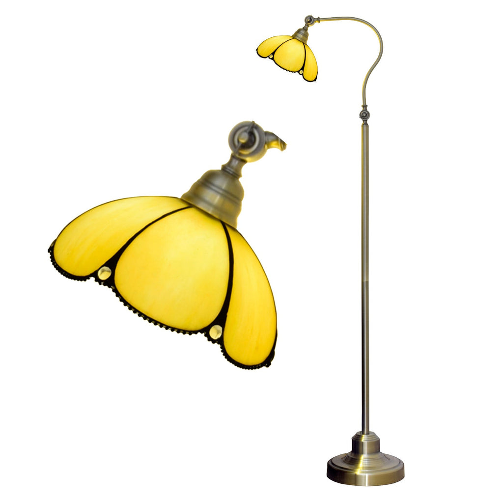 Floral Iron Glass Bedroom Floor Lamp