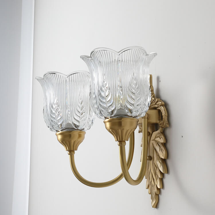 Flower Cup Brass Glass Wall Lamp