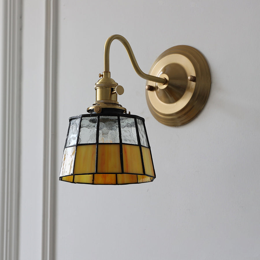 Round Copper Glass Living Wall Lamp