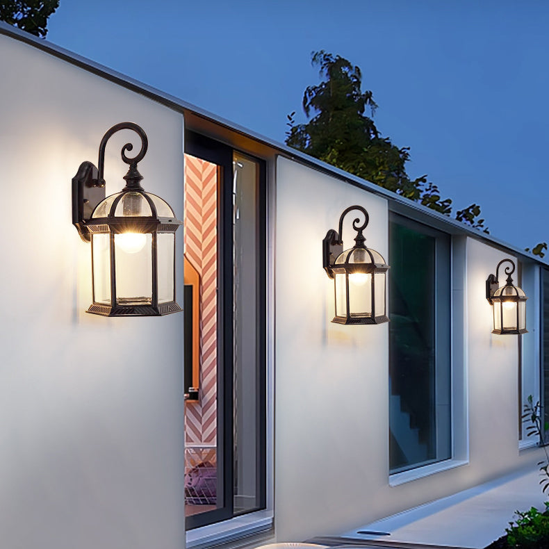 Hexagonal Castle Aluminum Glass Outdoor Light