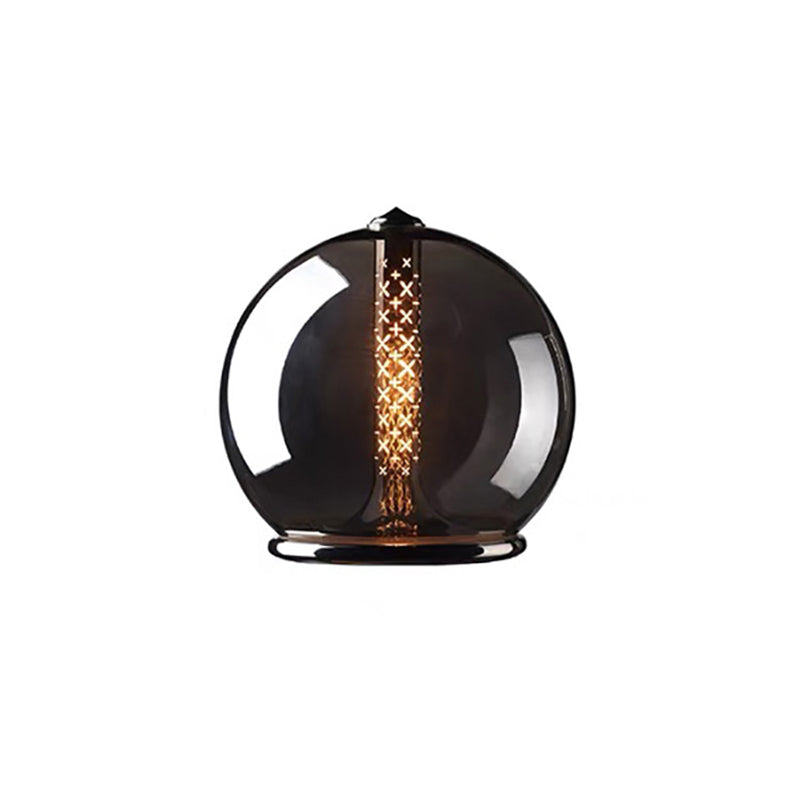 Geometric Smokey Gray Glass Table Lamp