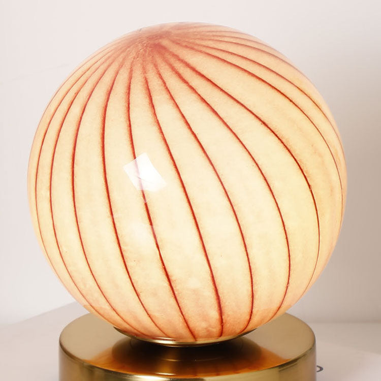 Glass Iron Ball Stripe Table Lamp