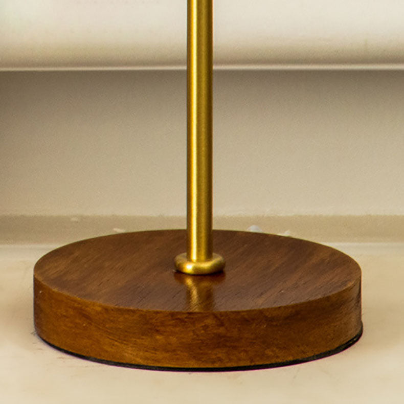 Drum Velvet Copper Wood Table Lamp