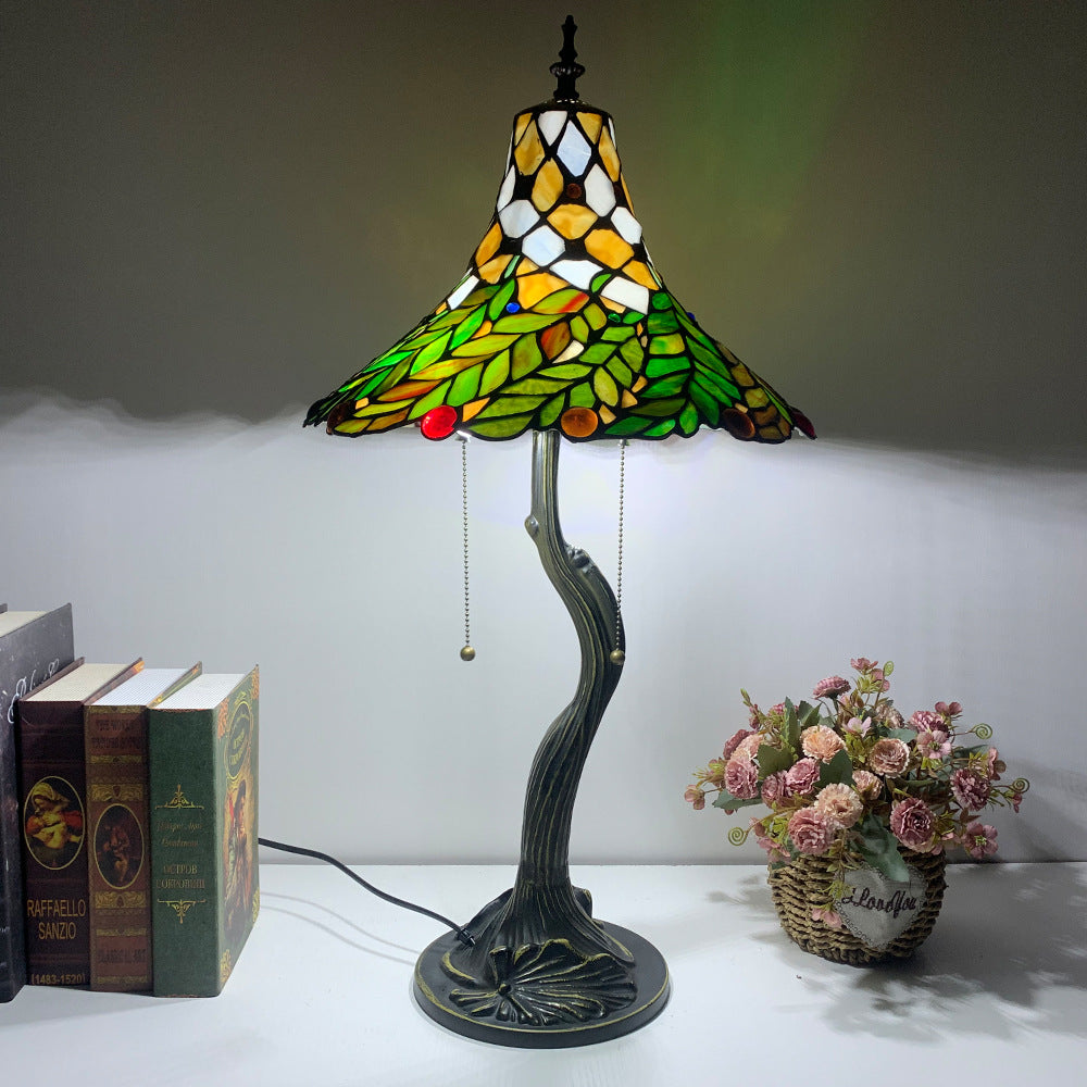 Alloy Glass Horn Flower 2-Light Table Lamp