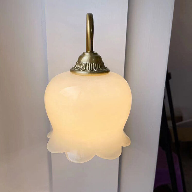 Cream Petal Resin Copper Wall Lamp