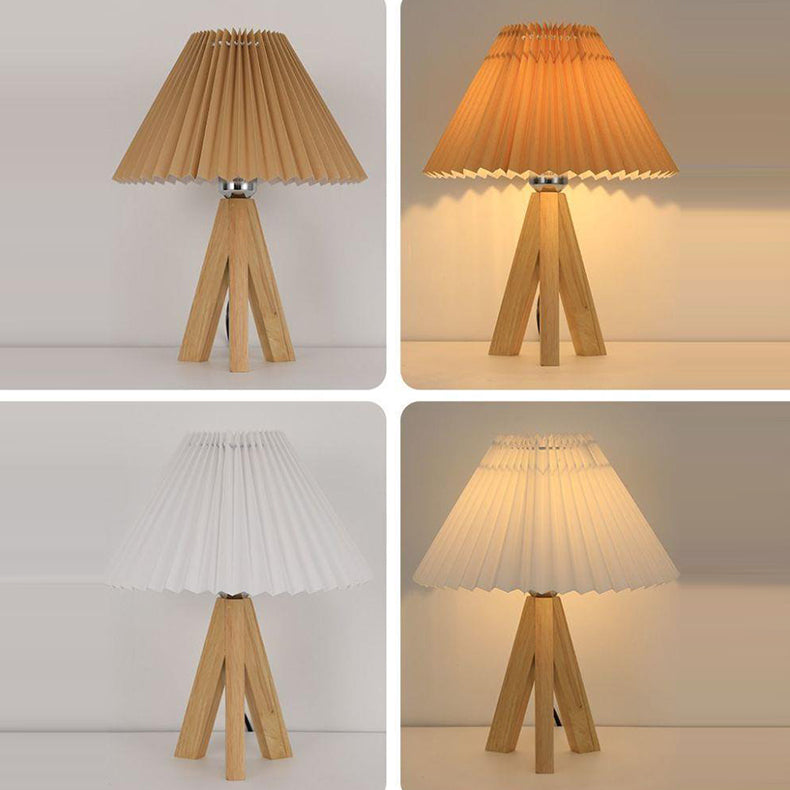 Trapezoid Tripod Pleated Fabric Table Lamp