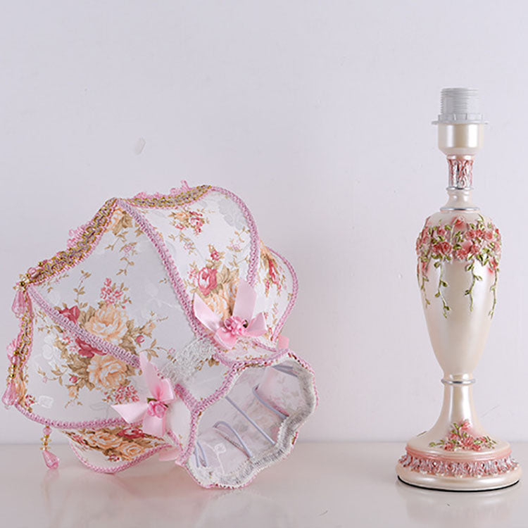 Rose Vase Resin Fabric Table Lamp