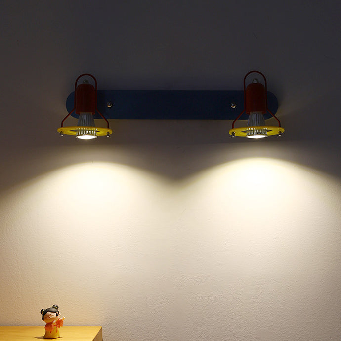 Childlike Colorful Geometric Iron 2-Light Wall Lamp