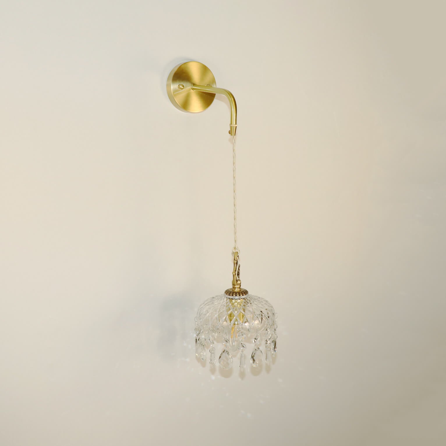 Brass Crystal Glass Wall Lamp