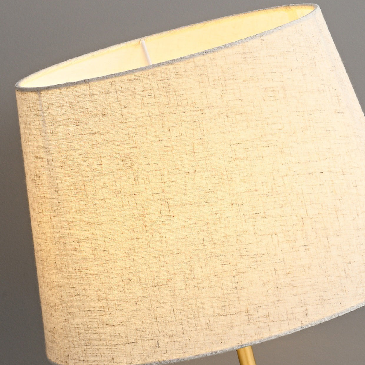 Brass Fabric Cylinder Bedside Table Lamp