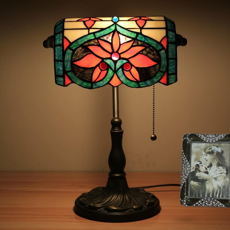 Floral Peach Heart Stained Table Lamp