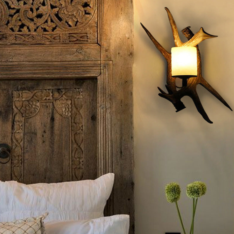 Resin Iron Antler 1/2 Wall Lamp
