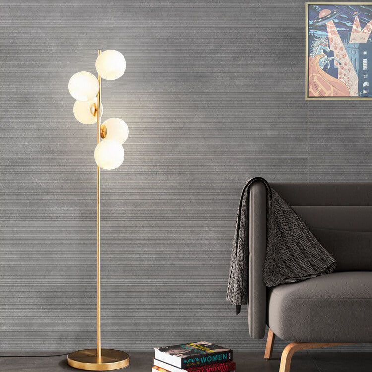 Glass Round Ball Gold 5-Light Floor Lamp