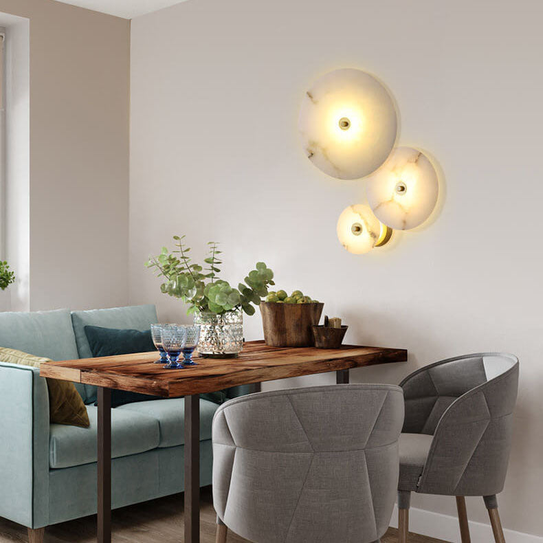 Round Marble Iron Wall Lamp