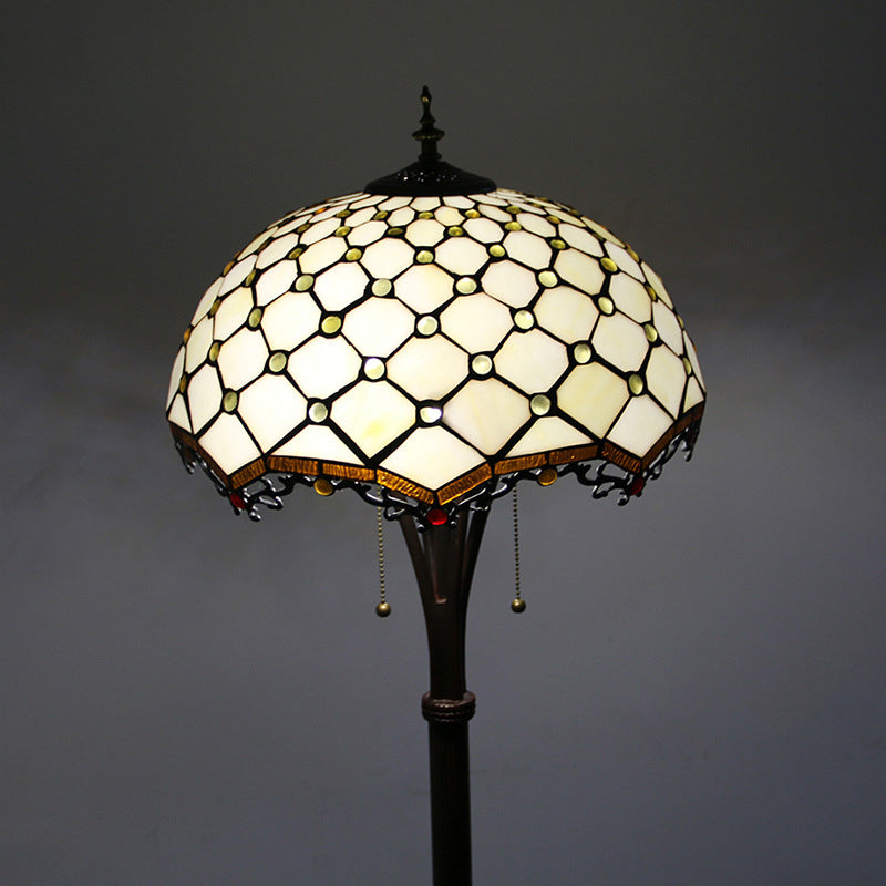 Mediterranean Dragonfly Stained Glass 2-Light Floor Lamp