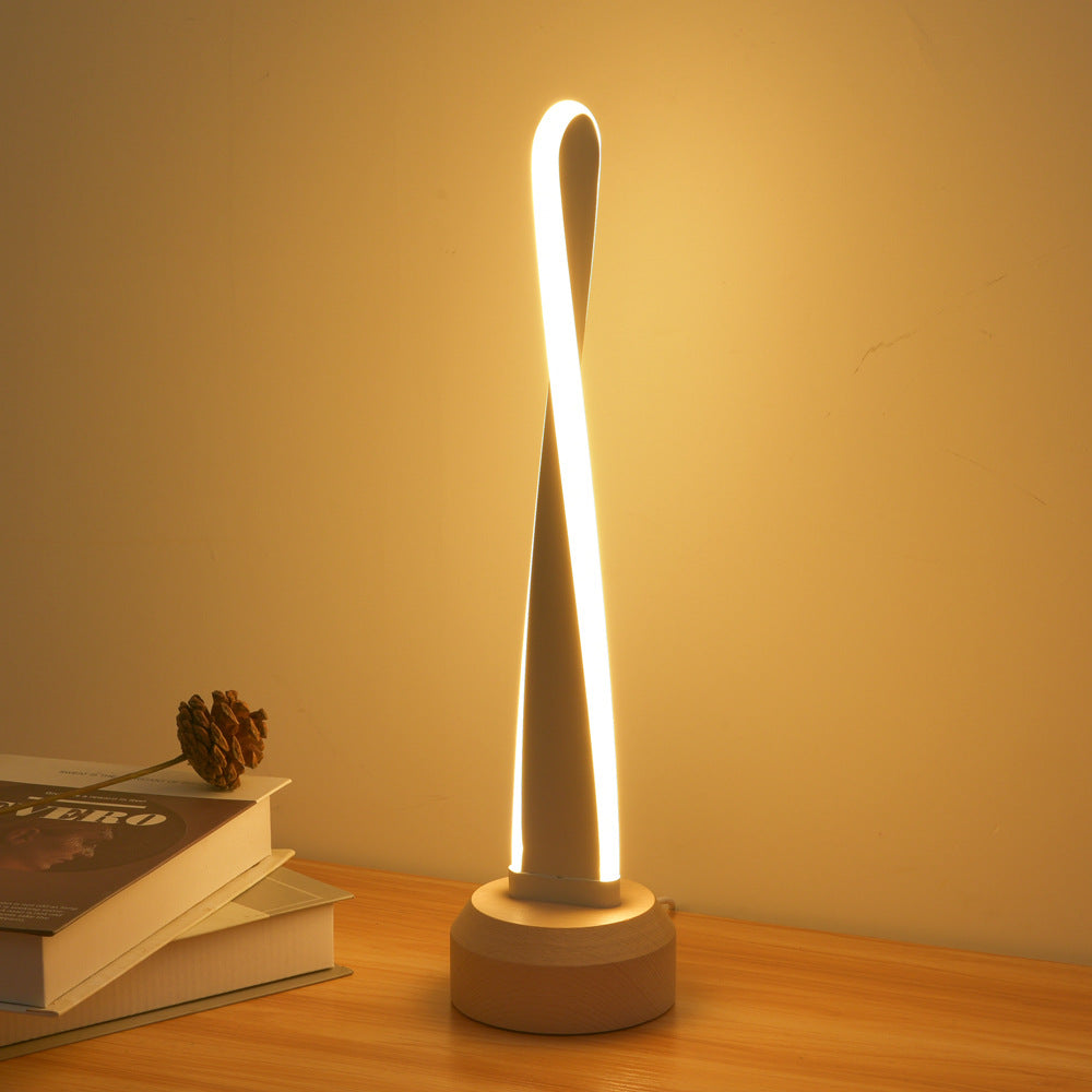 Elliptical Spiral Strip Beech Table Lamp