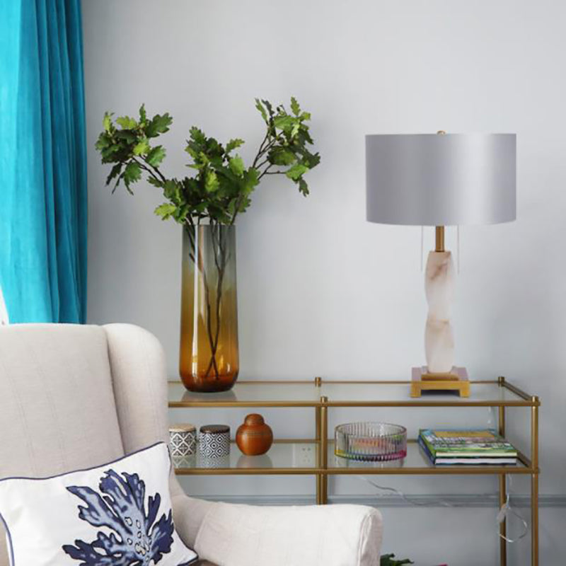 Cylinder Round Metal Marble Table Lamp
