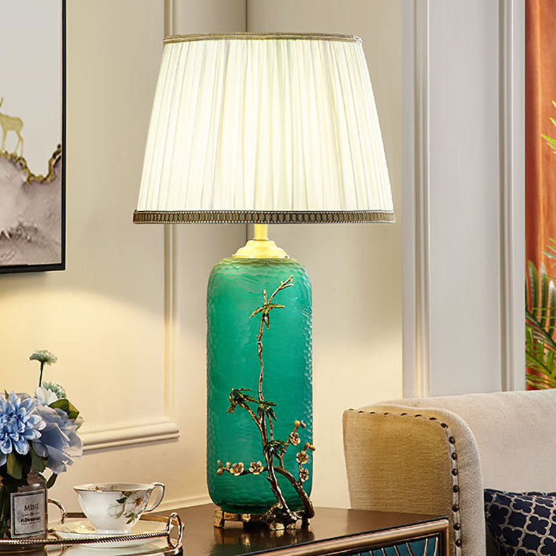 Bottle Glass Copper Fabric Table Lamp