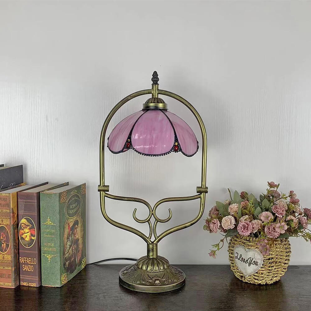 Flower Stained Glass Metal Table Lamp