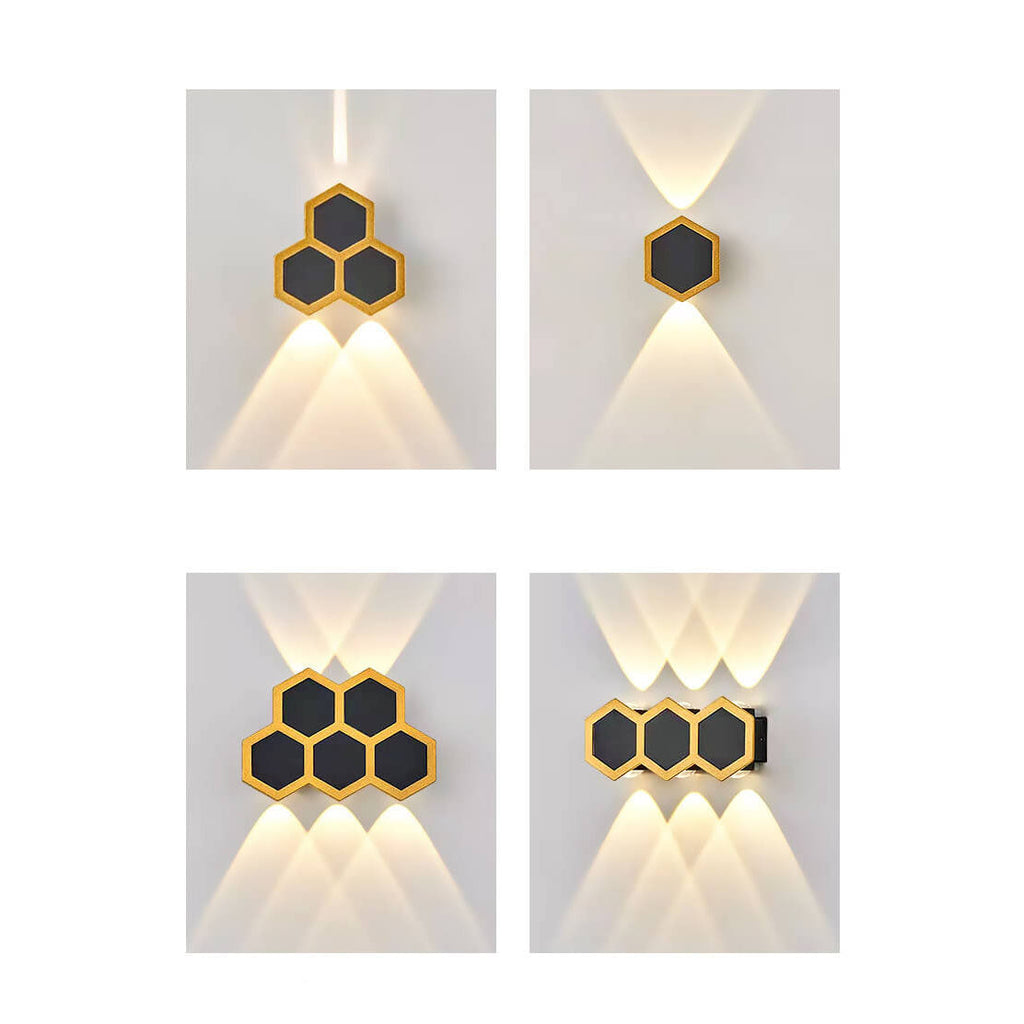 Hexagonal Combination Black Gold Outdoor Light