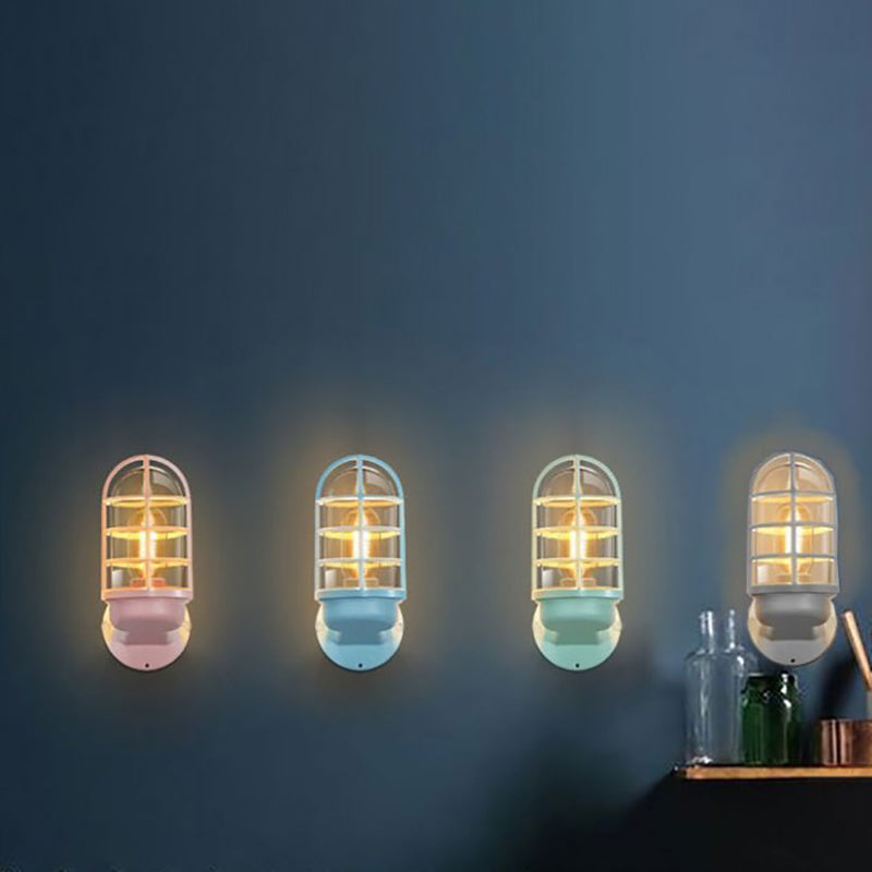 Aluminum Round Cage Entryway Wall Lamp
