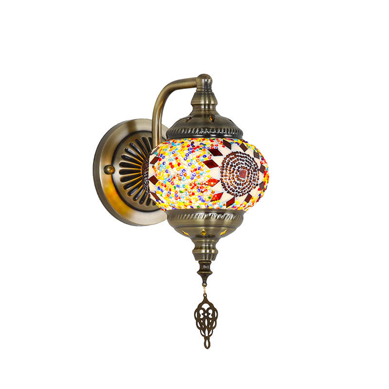 Iron Glass Mosaic Globe Wall Lamp