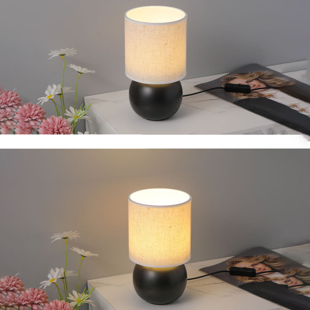 Round Orb Ceramic Fabric Table Lamp