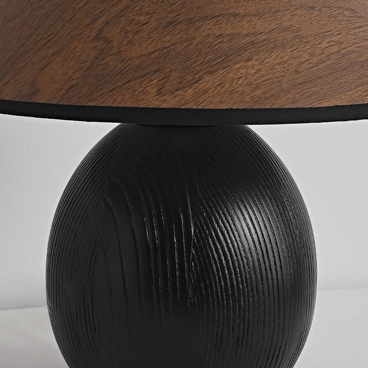Round Trapezoidal Solid Wood Table Lamp