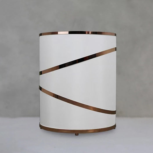 Cylinder Fabric Stainless Steel 3-Light Table Lamp