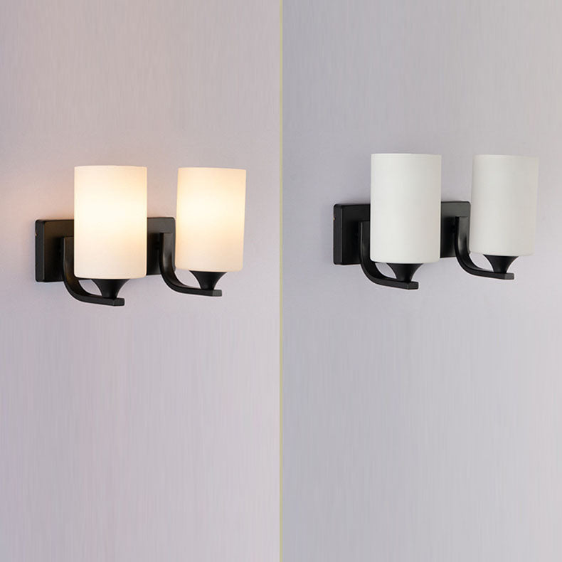 Cylinder Iron Glass 1/2 Wall Lamp