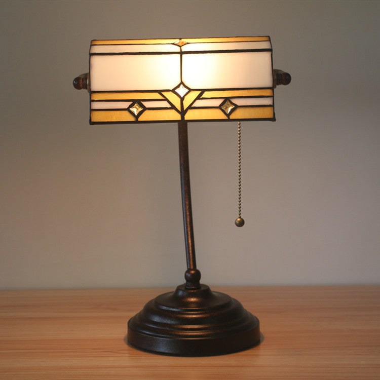 Plaid Trapezoidal Stained Glass Table Lamp