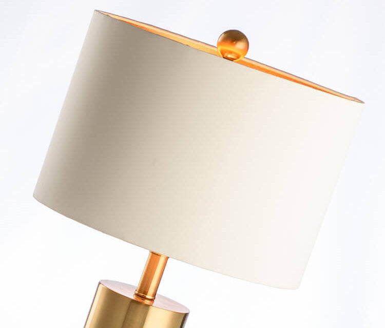 Fabric Marble Column Table Lamp