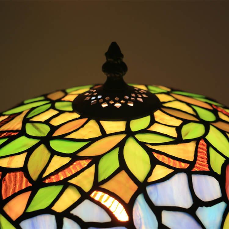 Colored Flower Glass Cylinder Table Lamp