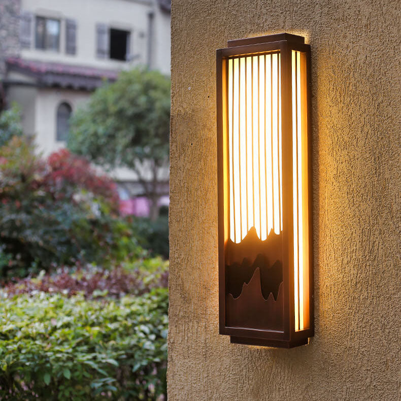 Rectangular Faux Marble Stainless Outdoor Light