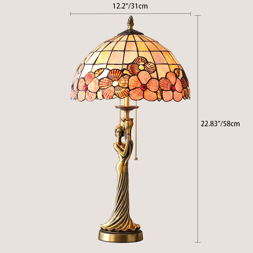 Copper Goddess Statue Shell 2-Light Table Lamp