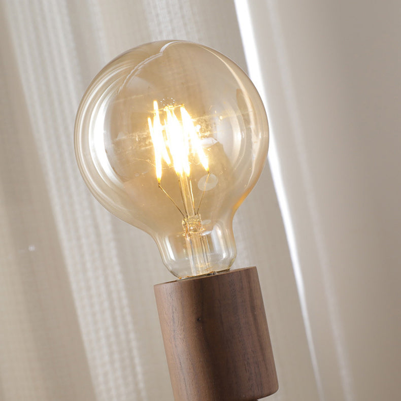 Cylinder Orb Wood Bedroom Table Lamp