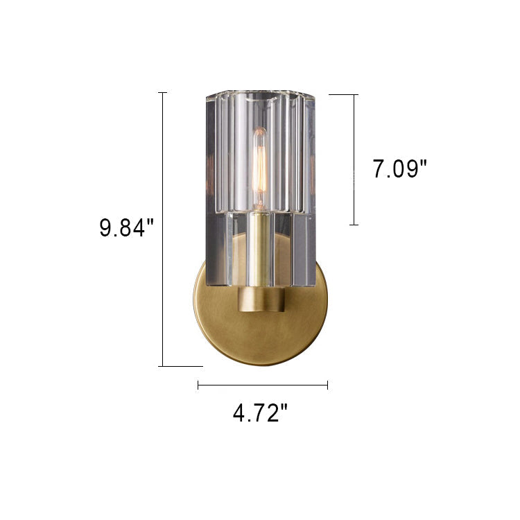Crystal Cylindrical Brass Wall Lamp