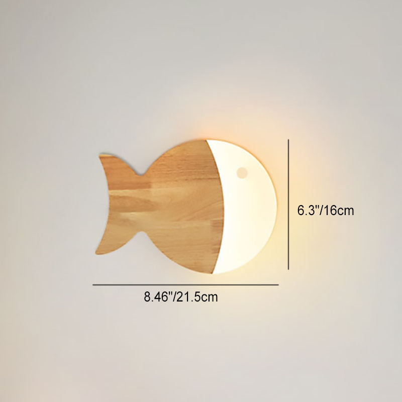 Wood Small Fish Wall Lamp