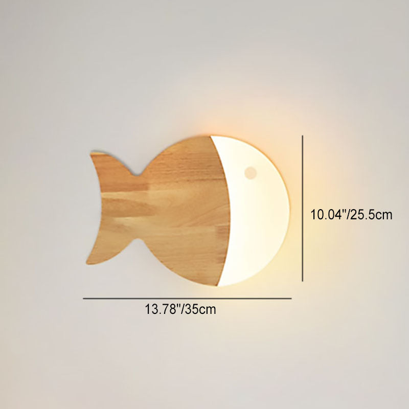 Wood Small Fish Wall Lamp