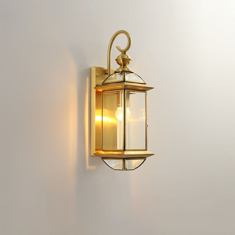Copper Glass Square Lantern Outdoor Light