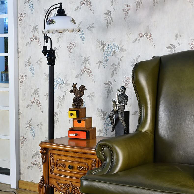 Iron Flower Bud Glass Floor Lamp